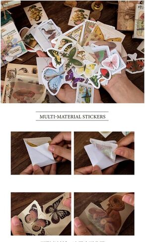 Vintage Scrapbooking Supplies Material Paper Decorative Sticker Set Retro Building Label Bill Ticket Tag Map Decoration for Journal Planner Envelope Letter Card DIY Project Arts Embellishment in Kuwait
