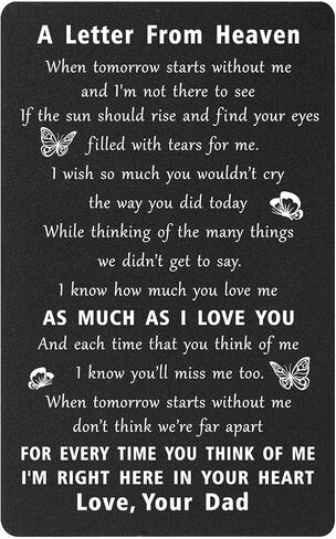 ENGZHI Sympathy Card for Loss of Father - A Letter from Dad In Heaven - Dad Memorial Gifts for Loss of Father, Engraved Wallet Card in Saudi Arabia