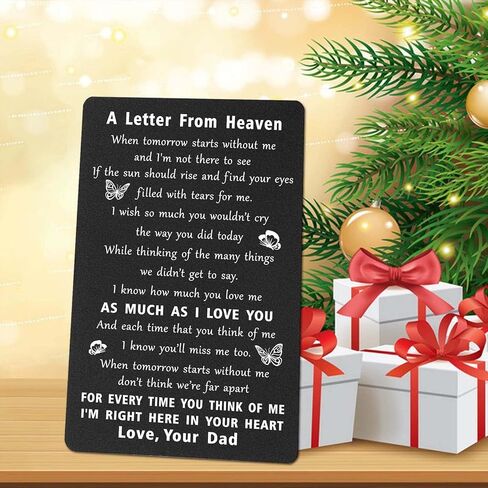 ENGZHI Sympathy Card for Loss of Father - A Letter from Dad In Heaven - Dad Memorial Gifts for Loss of Father, Engraved Wallet Card in Saudi Arabia