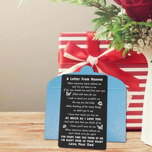 ENGZHI Sympathy Card for Loss of Father - A Letter from Dad In Heaven - Dad Memorial Gifts for Loss of Father, Engraved Wallet Card in Saudi Arabia