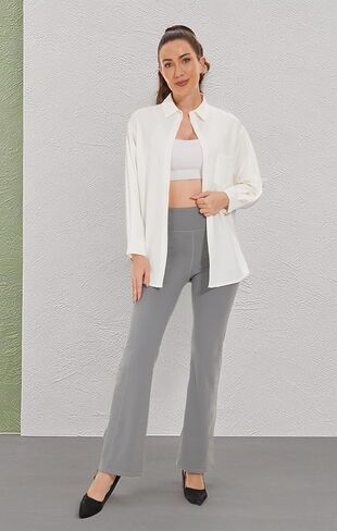 سراويل يوجا نسائية مبطنة بالصوف من SOOWOT، سراويل يوجا عالية الخصر، سراويل يوجا حرارية شتوية مع جيوب in Kuwait