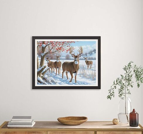 Kaliosy 5D Diamond Art Kits for Adults Deer by Number Kits, Diamond Painting Art Snow Scenery DIY Full Drill Crystal Craft Cross Stitch Embroidery Decoration (12x16 inch) 30x40 cm in Kuwait