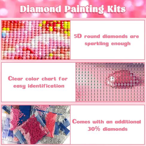 RICUVED Diamond Art Kits for Adults, Flowers Diamond Art Kits Full Round Drill Tea Diamond Art, Diamond Gem Dots Art and Crafts for Gift Home Wall Decor 12x16Inch in Kuwait