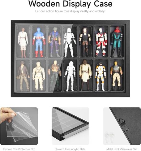 عرض NC FIGURESLAB Collectors - حافظة عرض خشبية ممتازة تناسب شخصيات Star Wars / Gi Joe / Marvel مقاس 3.75 بوصة in Kuwait