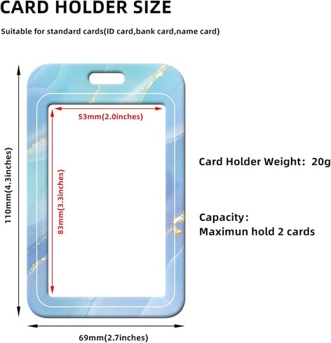 Retractable Badge Holder with Carabiner Reel Clip, Vertical ID Badge Holder with Keychain, 1 Pack Cute and Fashionable Badge Reel Card Pocket for Nurse Doctor Office School Teacher (Marble Grey) in Kuwait