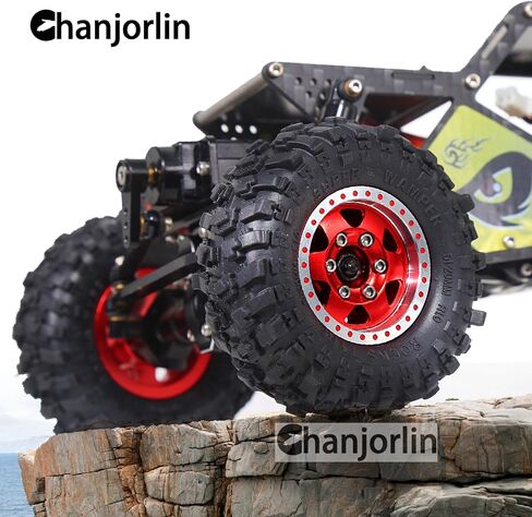 1.0 RC Tires and Beadlock Wheels Rims Offset -2.5mm 1/24 1/18 Super Soft Sticky Mud Slingers Tyres for 1:24 1:18 Rock Crawler Car Axial SCX24 FMS AX24 FCX18 FCX24 TRX4M 4Pcs (Red) in Kuwait