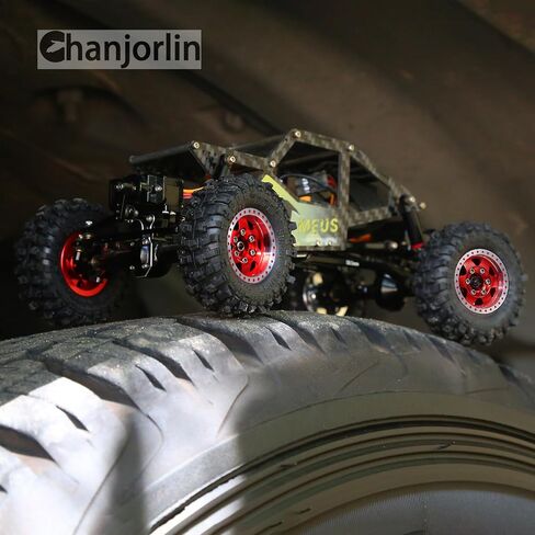 1.0 RC Tires and Beadlock Wheels Rims Offset -2.5mm 1/24 1/18 Super Soft Sticky Mud Slingers Tyres for 1:24 1:18 Rock Crawler Car Axial SCX24 FMS AX24 FCX18 FCX24 TRX4M 4Pcs (Red) in Kuwait