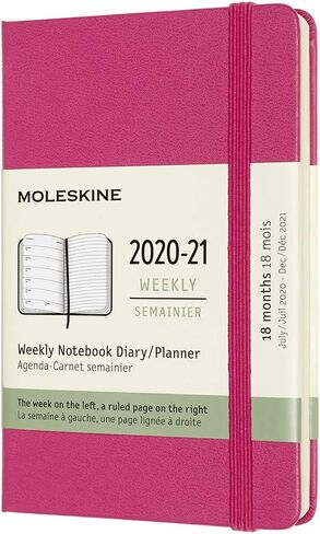 Moleskine 18 Month 2020-2021 Weekly Planner, Hard Cover, Pocket (3.5" x 5.5") Bougainvillea Pink in Saudi Arabia