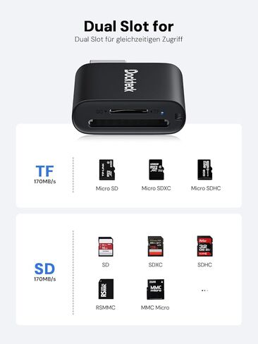 Dockteck SD Card Reader, 5G Super Speed USB3.0 SD/TF Card Reader, 3-Slot USB A/C to SD/Micro SD/USB A Memory Card Reader for UHS-I SD/Micro SD/SDHC/SDXC/MMC, Support OTG for Plug&Play,Green in Saudi Arabia