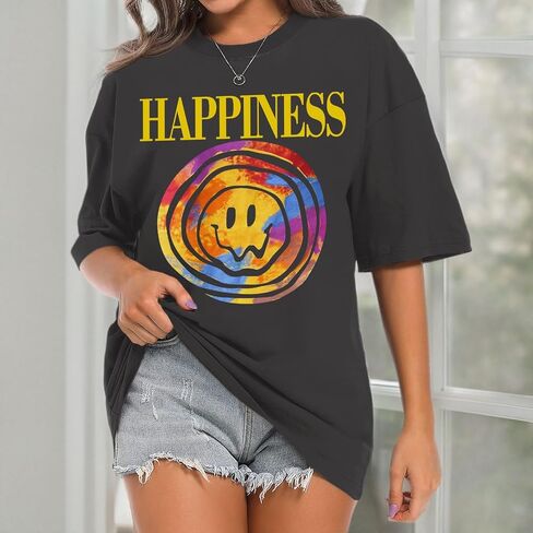 Slogan Graphic Boyfriend Tees Gym Oversized Aesthetic Letter Print T Shirts for Women Trendy Drop Shoulder Tshirt in Saudi Arabia