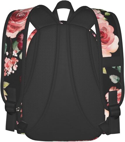 حقيبة كمبيوتر محمول عادية باللون الأسود من Flower Rose Black حقيبة كتب مدرسية حقيبة ظهر للسفر للأطفال في سن المراهقة صبي فتاة in Kuwait