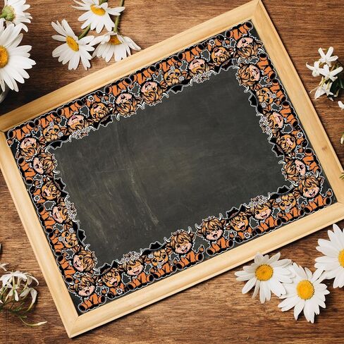 Whaline 32.8Ft Cartoon Highland Cow Bulletin Board Border Brown Cow Flower Die Cut Trim Border Roll for Classroom Home Party Supplies in Saudi Arabia