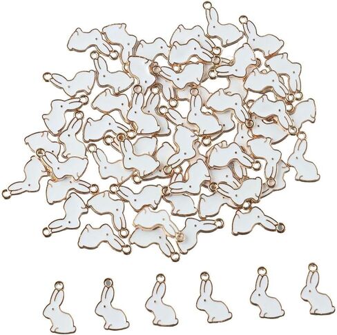 100Pcs Easter Bunny Charms Alloy Rabbit Enamel Charms Pendant for Easter Crafts Jewelry Making Earrings Necklace DIY in Saudi Arabia