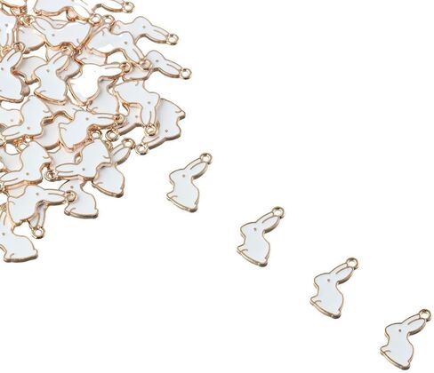 100Pcs Easter Bunny Charms Alloy Rabbit Enamel Charms Pendant for Easter Crafts Jewelry Making Earrings Necklace DIY in Saudi Arabia