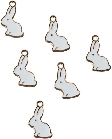 100Pcs Easter Bunny Charms Alloy Rabbit Enamel Charms Pendant for Easter Crafts Jewelry Making Earrings Necklace DIY in Saudi Arabia