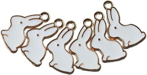 100Pcs Easter Bunny Charms Alloy Rabbit Enamel Charms Pendant for Easter Crafts Jewelry Making Earrings Necklace DIY in Saudi Arabia