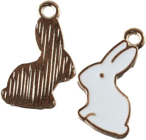100Pcs Easter Bunny Charms Alloy Rabbit Enamel Charms Pendant for Easter Crafts Jewelry Making Earrings Necklace DIY in Saudi Arabia