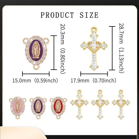 60 قطعة/30 مجموعة مستلزمات صناعة المسبحة طقم ميدالية صليب ومركز ميلاغروسا حلية معدنية صورة المينا فيرجن دي غوادالوبي سان بينيتو قلادة صليب in Kuwait
