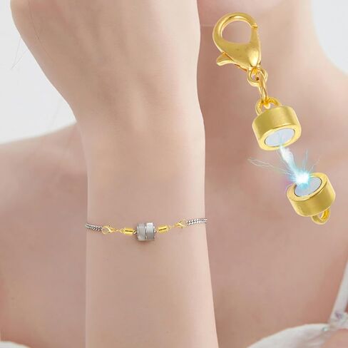 12 Pcs Strong Magn-Etic Necklace Clasps and Closures Gold Silver Plated Jewelry Clasps Converters with Lobster for Bracelet Necklaces Anklet Chain Extender Safety Attractive Clasp in Saudi Arabia