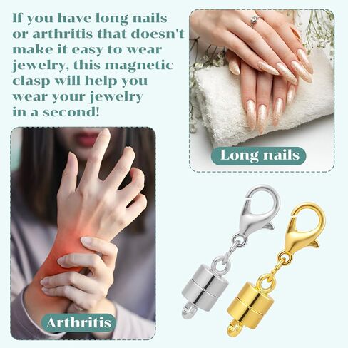 12 Pcs Strong Magn-Etic Necklace Clasps and Closures Gold Silver Plated Jewelry Clasps Converters with Lobster for Bracelet Necklaces Anklet Chain Extender Safety Attractive Clasp in Saudi Arabia