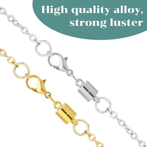 12 Pcs Strong Magn-Etic Necklace Clasps and Closures Gold Silver Plated Jewelry Clasps Converters with Lobster for Bracelet Necklaces Anklet Chain Extender Safety Attractive Clasp in Saudi Arabia