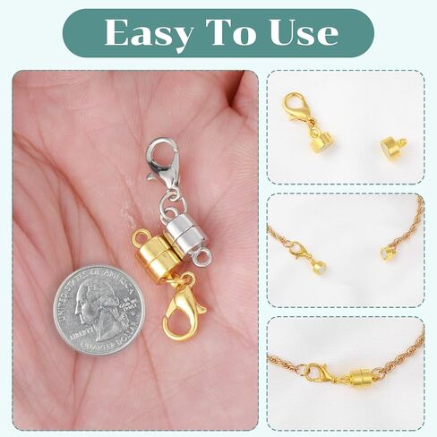 12 Pcs Strong Magn-Etic Necklace Clasps and Closures Gold Silver Plated Jewelry Clasps Converters with Lobster for Bracelet Necklaces Anklet Chain Extender Safety Attractive Clasp in Saudi Arabia