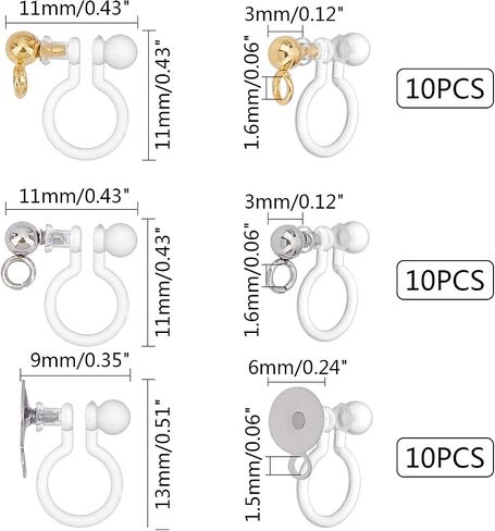UNICRAFTALE About 30pcs 3 Styles Clip-on Earring Component 304 Stainless Steel Findings Golden & Stainless Steel Color Clip-on Earring with Loop for DIY Earring Jewelry Making in Saudi Arabia