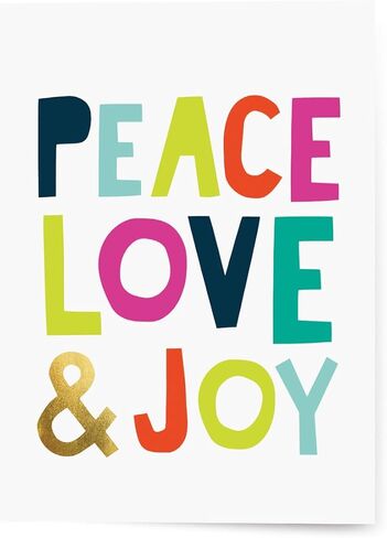 Artistic Happy Holidays Cards, Peace Love & Joy by Ampersand (6 Cards with White Envelopes) Perfect for Sending Holiday Wishes to Friends and Family in Kuwait