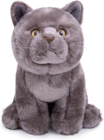 Tiny Heart Simulation British Short cat Plush Toys, 11.02inch Cute British Short cat Stuffed Animal Plush Toys for Kids Boys and Girls Kawaii Birthday Gifts, Room Decoration in Saudi Arabia