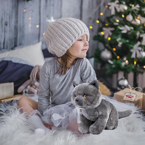Tiny Heart Simulation British Short cat Plush Toys, 11.02inch Cute British Short cat Stuffed Animal Plush Toys for Kids Boys and Girls Kawaii Birthday Gifts, Room Decoration in Saudi Arabia