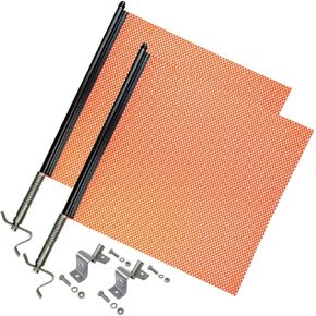 VULCAN Heavy Duty Spring Warning Flag Kit with Universal Mounting Bracket - Mesh Construction - 18 Inch - 2 Pack