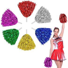 Cheerleader Pompom Dance Party Accessories - 6Pcs Party Dress Cheerleading Gifts - Cheer Gifts Party Set - Dance Costume for Graduation Noise Makers and Sporting Events Makers Pink Cheer Pom Poms