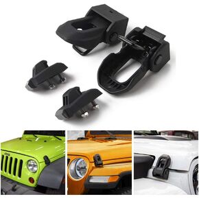 Jeep Hood Latch Locking for 2007-2018 Jeep Wrangler JK JL Original Black Stainless Steel Hood Catches Kit for Passenger and Driver Side Jeep Accessories