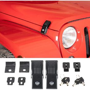 Hood Latches Locking Hood Catch Kit Aluminum Alloy Hood Locks for 2007-2018 Jeep Wrangler JK JKU, for 2018-2024 JL JLU & Jeep Gladiator JT