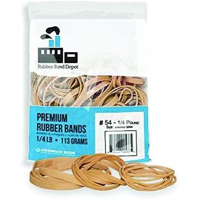 Assorted Size Rubber Bands, Rubber Band Depot, Assorted Sizes, Includes #64 (3-1/2 x 1/4 inches), 33 (3-1/2 x 1/8 inches), and #19 (3-1/2 x 1/16 inches) - 1/4 Pound Bag