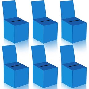 6 Pcs Ballot Box Raffle Box Donation Box for Fundraising, 6 x 6 x 6 Inch Cardboard Box with Slot for Ticket and Removable Header Charity Box for Collecting Business Card Voting Contest (Black)