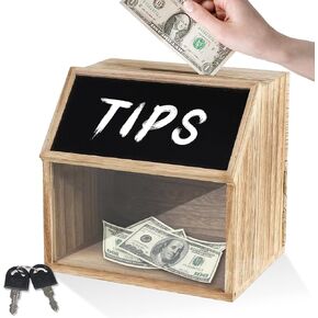 Wooden Suggestion Box with Lock, Rustic Ballot Box with Slot with Chalkboard Label, Donation Boxe for Fundraising with Clear Acrylic Viewing Window for Suggestion, Donation, Ballot, Tip, Comment in Kuwait