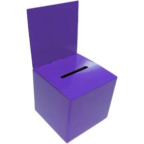 Donation Charity Boxes Suggestion Box Ballot Box Cardboard Raffle Ticket Cash & Check Money Case with Removable Header for Tabletop Use Tickets Business Card Voting, Purple