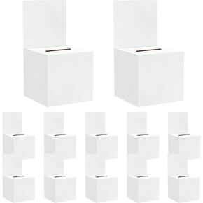 10 قطع من صناديق الاقتراع مقاس 6 × 6 × 6 بوصات صناديق تبرعات من الورق المقوى مع فتحة ورأس قابل للإزالة للسحب والتذاكر والأعمال الخيرية والتصويت (أبيض) in Kuwait