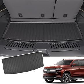 حصيرة شحن Powoq متوافقة مع 2022 2023 Chevy Tahoe/GMC Yukon مسند الظهر حصيرة بطانة البضائع TPE استبدال حصيرة الجذع لملحقات 2022 2023 Chevy Tahoe/GMC Yukon (حصيرة صندوق السيارة + حصيرة مسند الظهر)