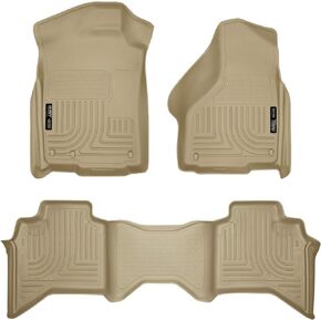 Husky Liners Weatherbeater Floor Mats | Fits 2002 - 2008 Ram 1500 Crew Cab; 2003 - 2009 Ram 2500/3500 Crew Cab | Front & 2nd Row, 3-pc Black - 98031