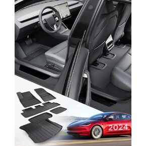 TAPTES 2024 Tesla Model 3 سجادات أرضية المرتفعات، مجموعة كاملة من Tesla Model 3 بطانات أرضية لجميع الأحوال الجوية 2024، Tesla Model 3 2024 Highland Accessories Tesla 3 Trunk Frunk Mat Rear علبة البضائع الداخلية (6 قطع) in Kuwait