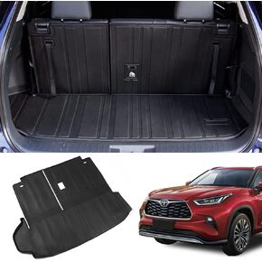 Cargo Mat Compatible with 2020-2024 Toyota Highlander Trunk Mat Cargo Liner Back Seat Cover Protector TPE Trunk Liner 2023 7 Seats Highlander Accessories (2020-2024,Trunk Mat+Backrest Mat)