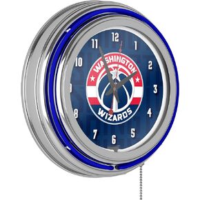 Trademark Gameroom NBA Chrome Double Rung Neon Clock - City - Washington Wizards