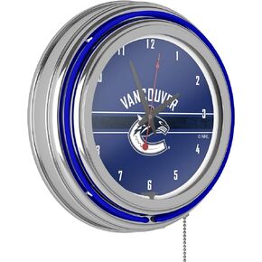 Trademark Global NHL Chrome Double Rung Neon Clock - Vancouver Canucks