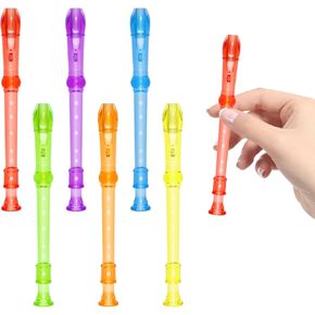 RMISODO 6 Pieces Mini Translucent Soprano Recorder Plastic 6 Hole Soprano Descant Recorder Music Flute for School Student, Random Color in Kuwait