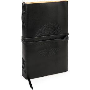 LUXEORIA Tree Of Life Leather Journal for Women and Men, Handcrafted Leather Journal for Writing Womens, Leather Sketchbook, Travel Diary with Unlined Deckle Paper, Black 5x7