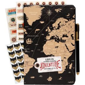 3-in-1 Prazoli Couples Adventure Book, Travel Journal & Bucket List Scrapbook - Cute Gifts for Women & Men Couple | Travelers Notebook Planner & Organizer With Pockets & Prompts Keepsakes Diary