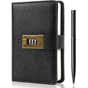 WEMATE Journal with Lock, Diary with Lock, Password Notebook, Pen & Gift Box - Perfect for Men and Women - 4.3X 6.18in Dark Blue Keep Your Secrets Safe