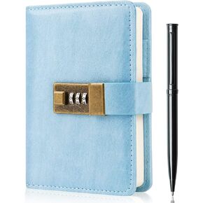WEMATE Journal with Lock, Diary with Lock, Password Notebook, Pen & Gift Box - Perfect for Men and Women - 4.3X 6.18in Dark Blue Keep Your Secrets Safe